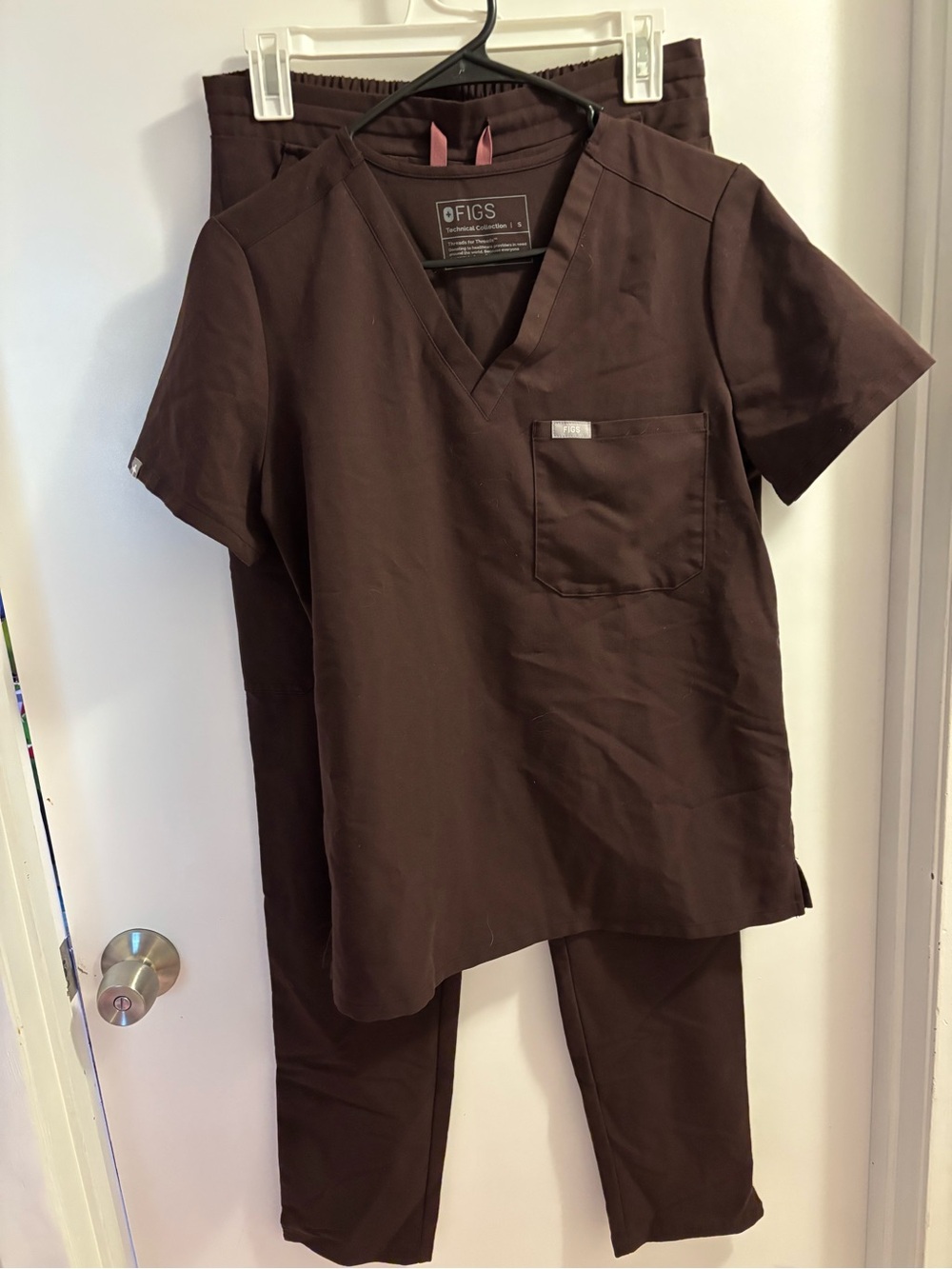 Figs V-Neck Scrub Technical Collection Set in Dark Brown